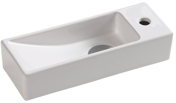 כיור חרס מונח / תלוי לאמבטיה | 38X14.5 ס"מ | צבע לבן מבריק