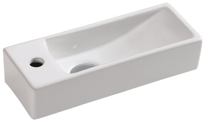 כיור חרס מונח / תלוי מלבני לאמבטיה |  38X14.5 ס"מ | צבע לבן מבריק