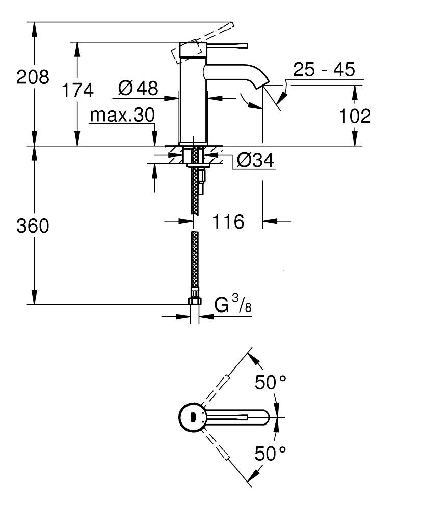 ברז פרח מידה S גרואה | 24172001 | צבעים | GROHE – תמונה 3
